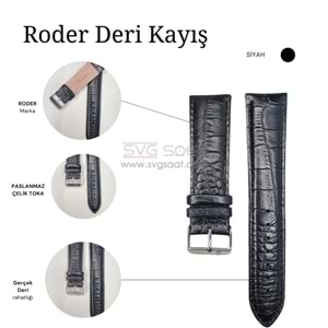 R4134S RODER DERİ KAYIŞ - SİYAH - 18MM