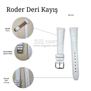 R4134S RODER DERİ KAYIŞ - BEYAZ - 17MM