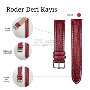 R4134W RODER DERİ KAYIŞ - KIRMIZI-BEYAZ - 18MM