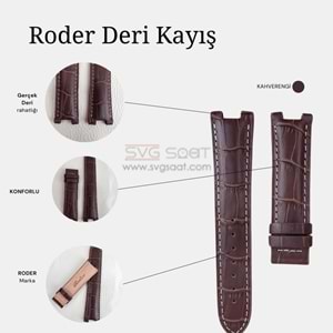 R4119W RODER DERİ KAYIŞ - KAHVERENGİ-BEYAZ - 20MM