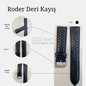 R4126S RODER DERİ KAYIŞ - SİYAH - 22MM