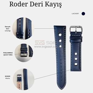 R4129W RODER DERİ KAYIŞ - LACİVERT-BEYAZ - 20MM