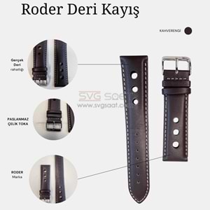 R4129W RODER DERİ KAYIŞ - KAHVERENGİ-BEYAZ - 20MM