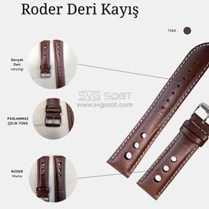 R4129W RODER DERİ KAYIŞ - TABA-BEYAZ - 20MM