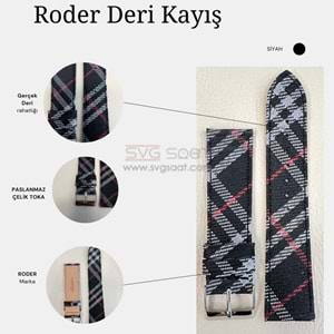 R4130S RODER DERİ KAYIŞ - SİYAH - 22MM