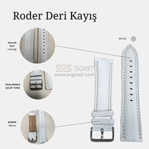 R4131S RODER DERİ KAYIŞ - BEYAZ - 24MM
