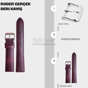R4154S RODER DERİ KAYIŞ - BORDO - 24MM