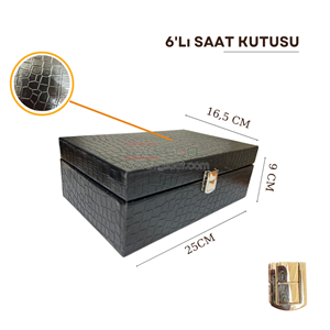 6 GÖZLÜ LÜX DERİ SAAT KUTUSU - SİYAH