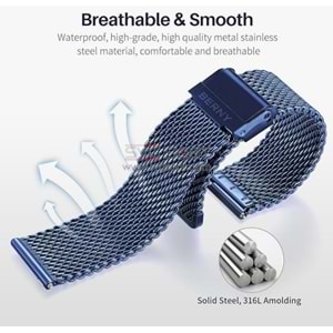 PASLANMAZ ÇELİK KORDON MK1003 - BLUE - 18MM