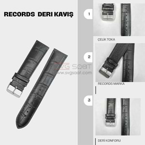 RC3003S RECORDS DERİ KAYIŞ - SİYAH - 22MM