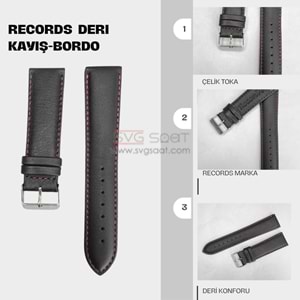 RC3001R RECORDS DERİ KAYIŞ - SİYAH-KIRMIZI- 20MM