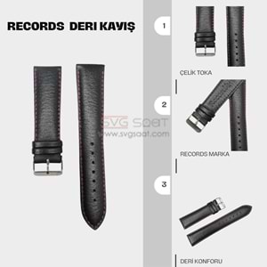 RC3002R RECORDS DERİ KAYIŞ - SİYAH-KIRMIZI- 18MM