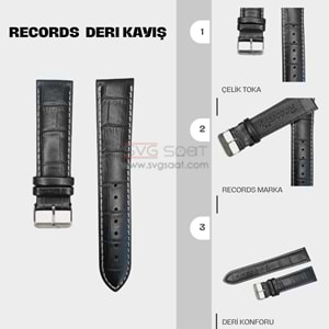 RC3003W RECORDS DERİ KAYIŞ - SİYAH-BEYAZ DİKİŞ - 22MM