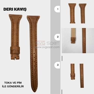 APPLE UYUMLU DERİ KAYIŞ - KAHVERENGİ-22MM